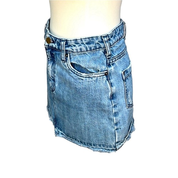 Free People Step Up Frayed Denim Skirt - Picture 3 of 5